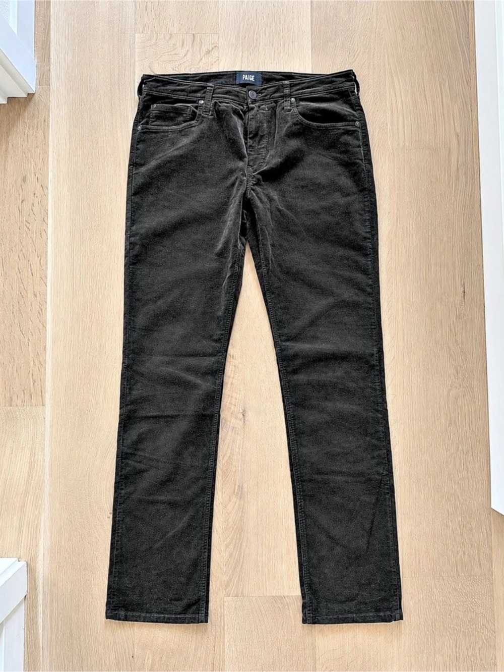 Paige Straight Leg Corduroy in Olive Green Like New